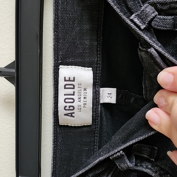 AGOLDE Sophie Crop High Rise Black Denim Jeans Style A018 C-844 Size 24 - Picture 6 of 10